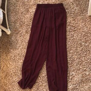 Burgundy chiffon pants